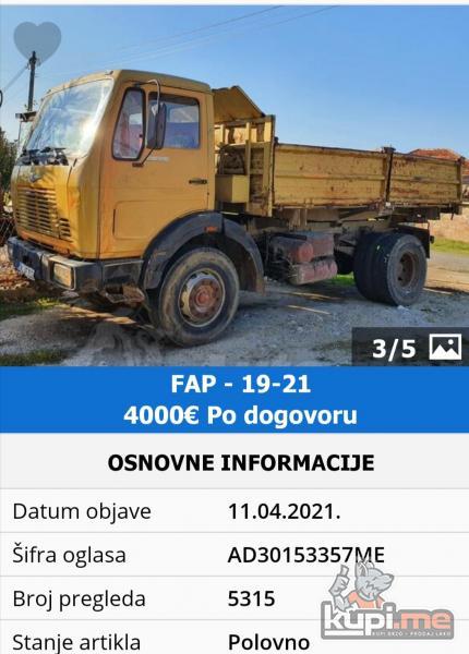 Prodajem kamion Fap 19-21 